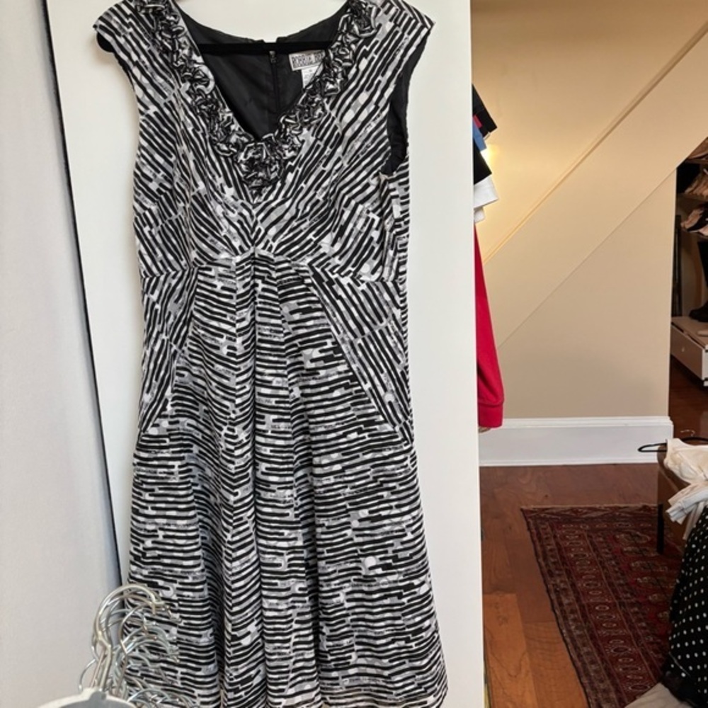Elegant Black and White Striped Dress